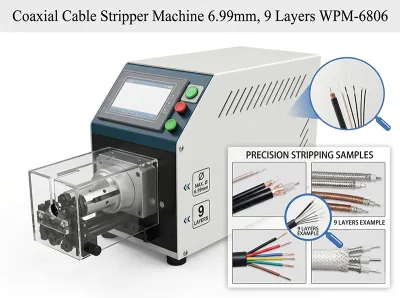 Automatisk koaksialkabelstrippemaskin med 9 lag stripping WPM-6806