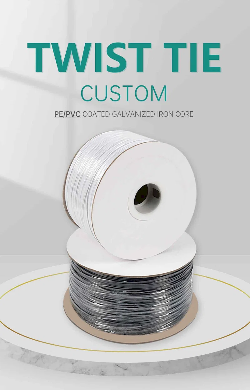  Hvit svart Pe Gang Twisted, trådbånd plastpakning hage tvist, metall kabelbånd 