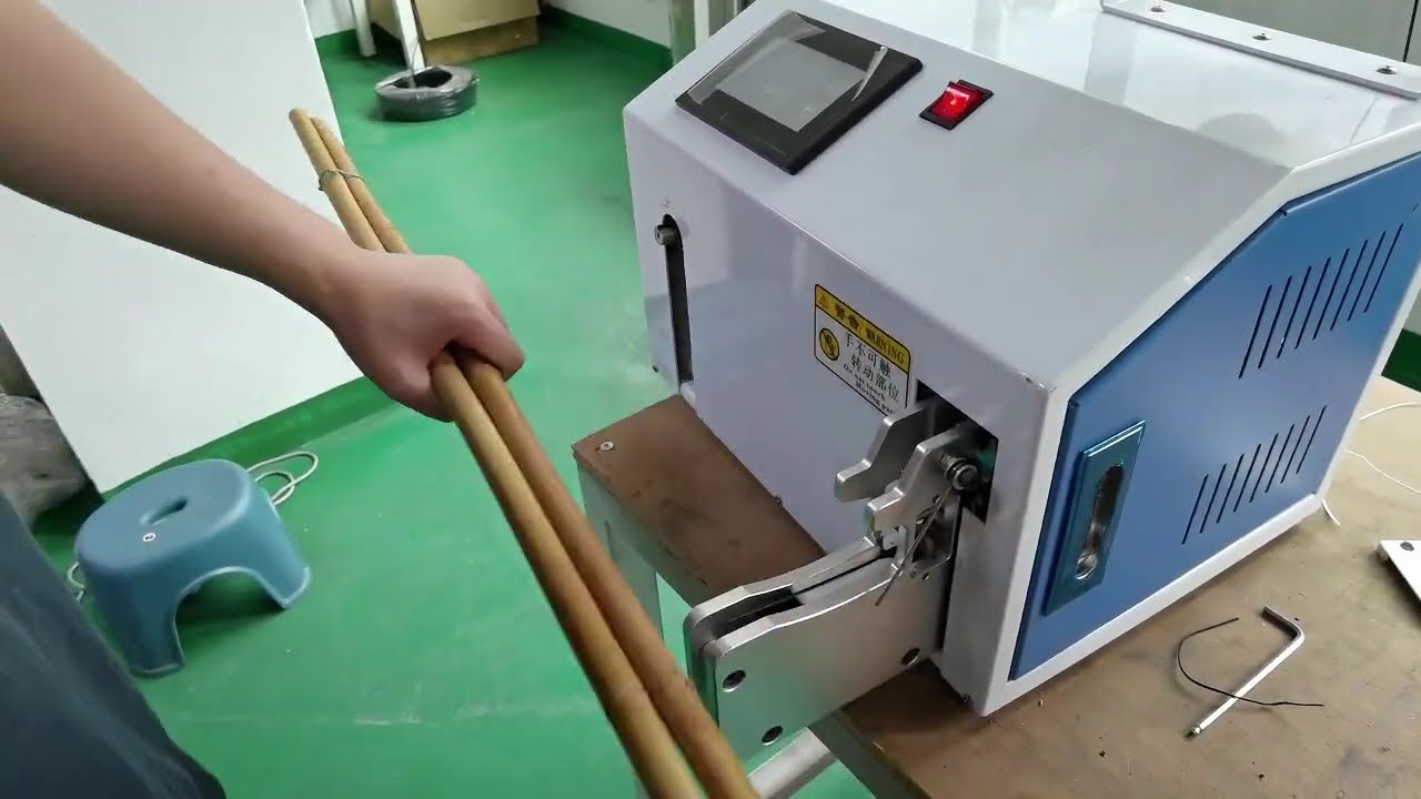 Semi Automatic Tying Machine Tying Bamboo Sticks Working Real Shot Video